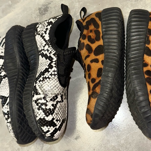 Little Girls Sneakers Size 9 Leopard Print And Snakeskin - Picture 4 of 7